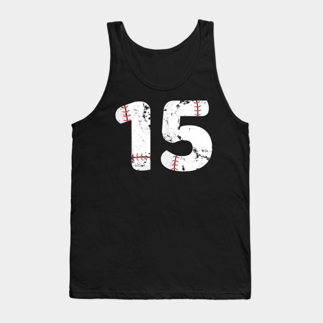 Number #15 BASEBALL Vintage Distressed Tank Top by Chicu